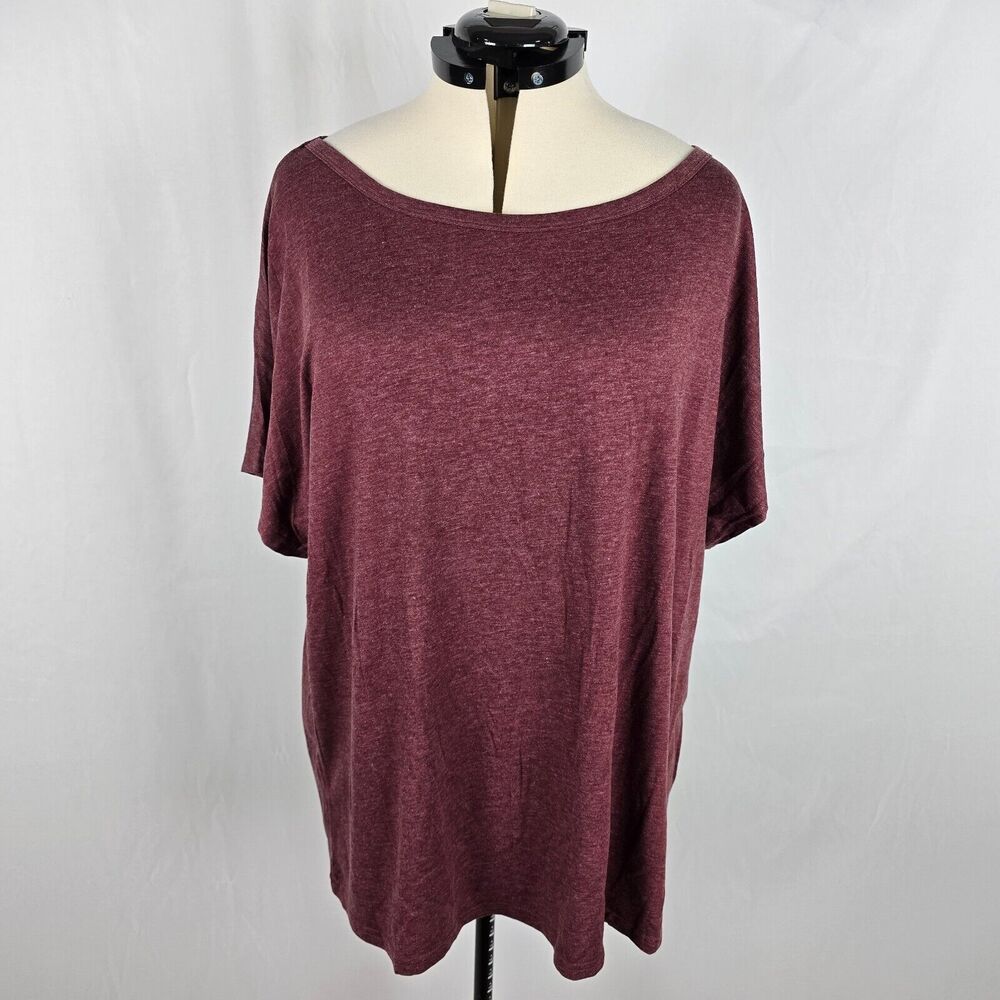 Bloomchic T-Shirt Women's 2X Russet Short Ruffle Sleeve Round Neck Plus Size NWT